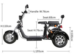 LinksEride CP3 2000W 60V Three Wheel Lithium Fat Tire Electric Scooter Trike - Green Vista Living