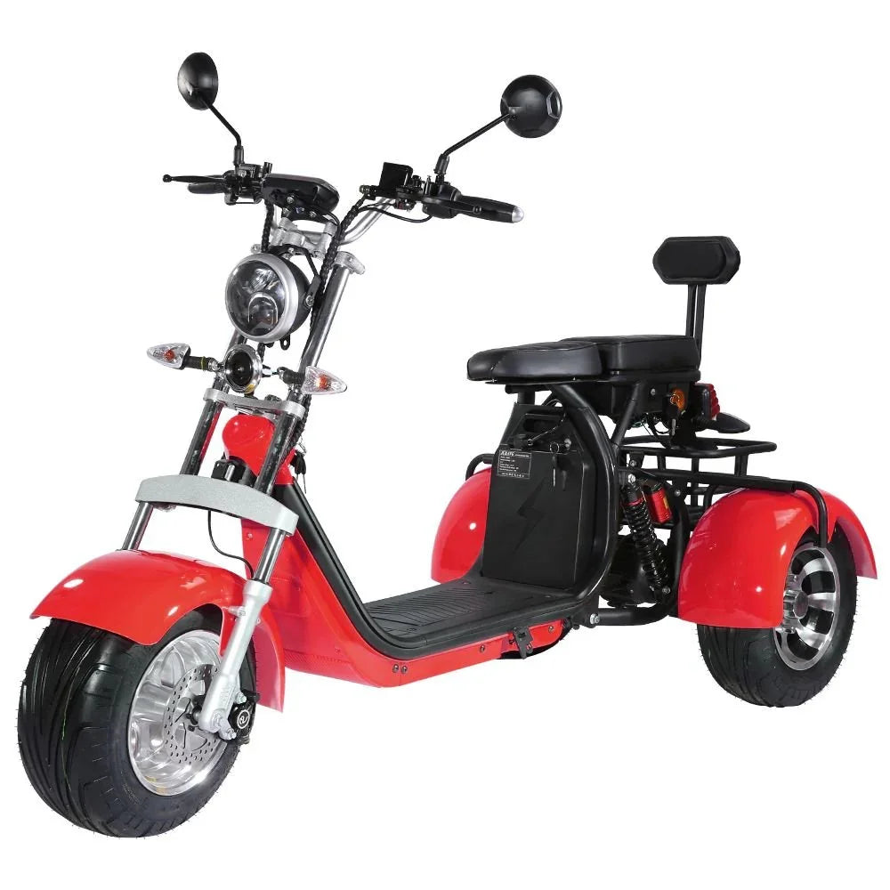 LinksEride CP3 2000W 60V Three Wheel Lithium Fat Tire Electric Scooter Trike - Green Vista Living