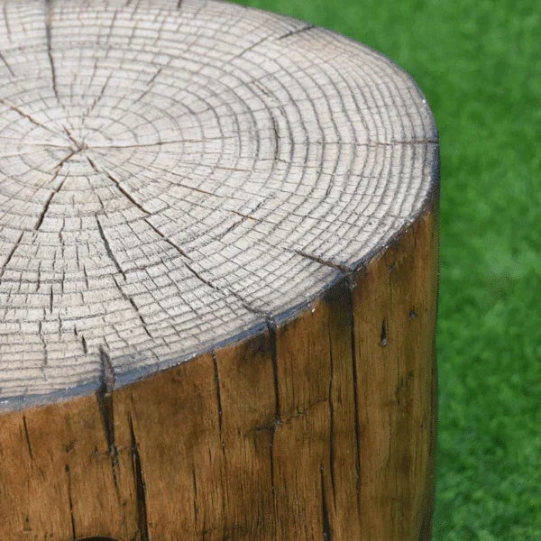 Manchester cast concrete tank cover with realistic redwood finish, top right angle view