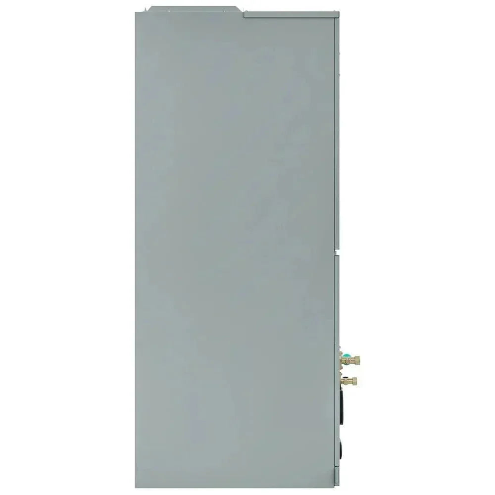 MC side view of metal inverter or electrical panel with connection valves