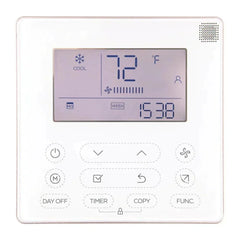MC-AHU digital thermostat with LCD screen, temperature display, and control buttons