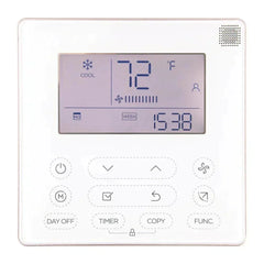 MC-AHU digital thermostat with LCD screen, temperature display, and control buttons