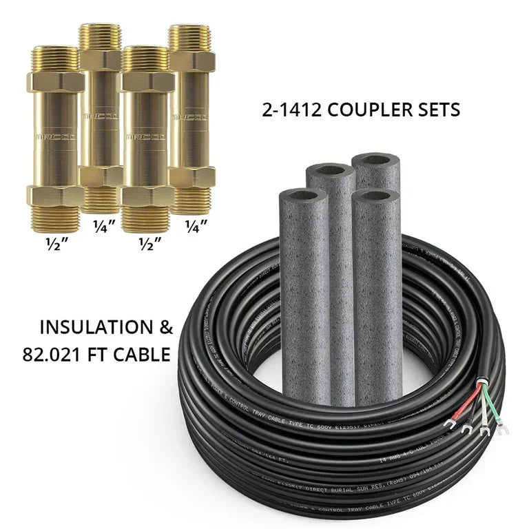 MC-Coupler brass 2-1412 coupler sets, insulation sleeves, and 82 ft cable kit