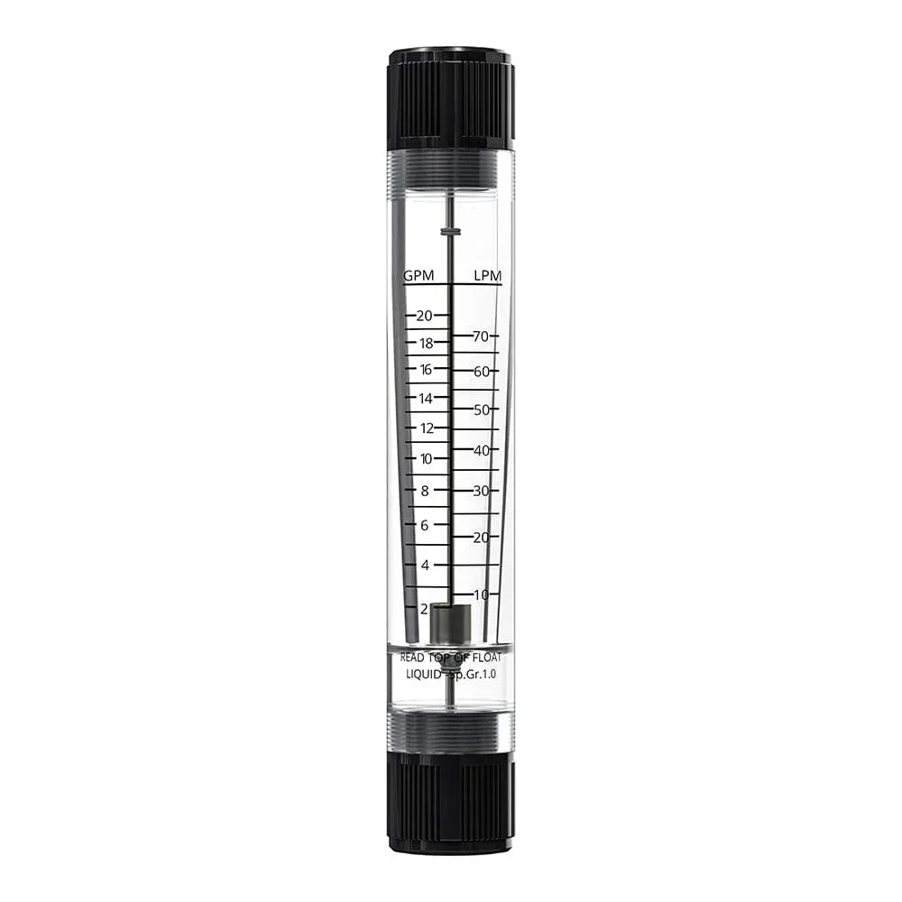 MC-GC-OL clear acrylic flow meter with GPM and LPM scale for water measurement