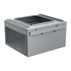 MC-GCI metal return air box for HVAC systems, rectangular, gray, side opening