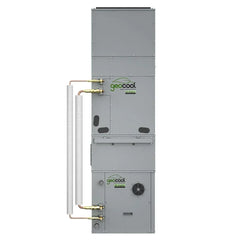 GeoCool vertical geothermal heat pump unit with copper pipes and ventilation components