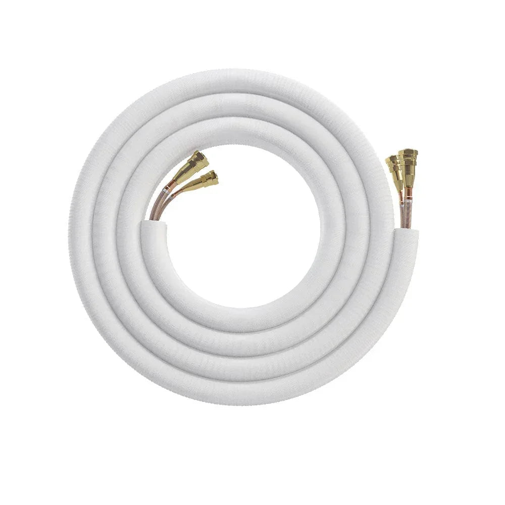 MC white insulated copper line set for mini split air conditioner, coiled with brass fittings