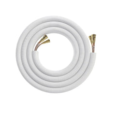 Insulated copper refrigerant line set coil with brass fittings for HVAC systems
