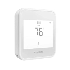 MRCOOL smart digital thermostat with touchscreen and WiFi, displaying 76°F.