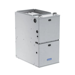 MRCOOL high-efficiency HVAC furnace, metal cabinet, top air vents, side piping ports
