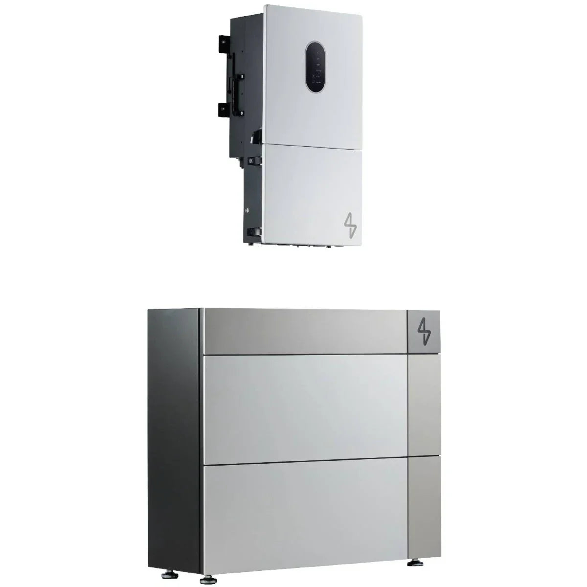 4 symbol battery storage system and inverter, modern silver design, for solar power