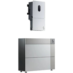 4 symbol battery storage system and inverter, modern silver design, for solar power