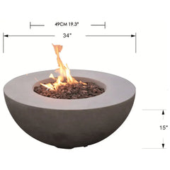 Elementi Modeno - Roca Round Concrete Fire Pit Table - Green Vista Living