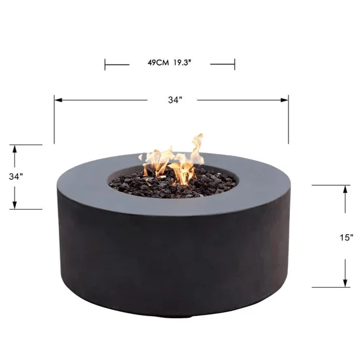 Elementi Modeno - Venice Round Concrete Fire Pit Table - Green Vista Living