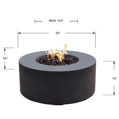 Elementi Modeno - Venice Round Concrete Fire Pit Table - Green Vista Living