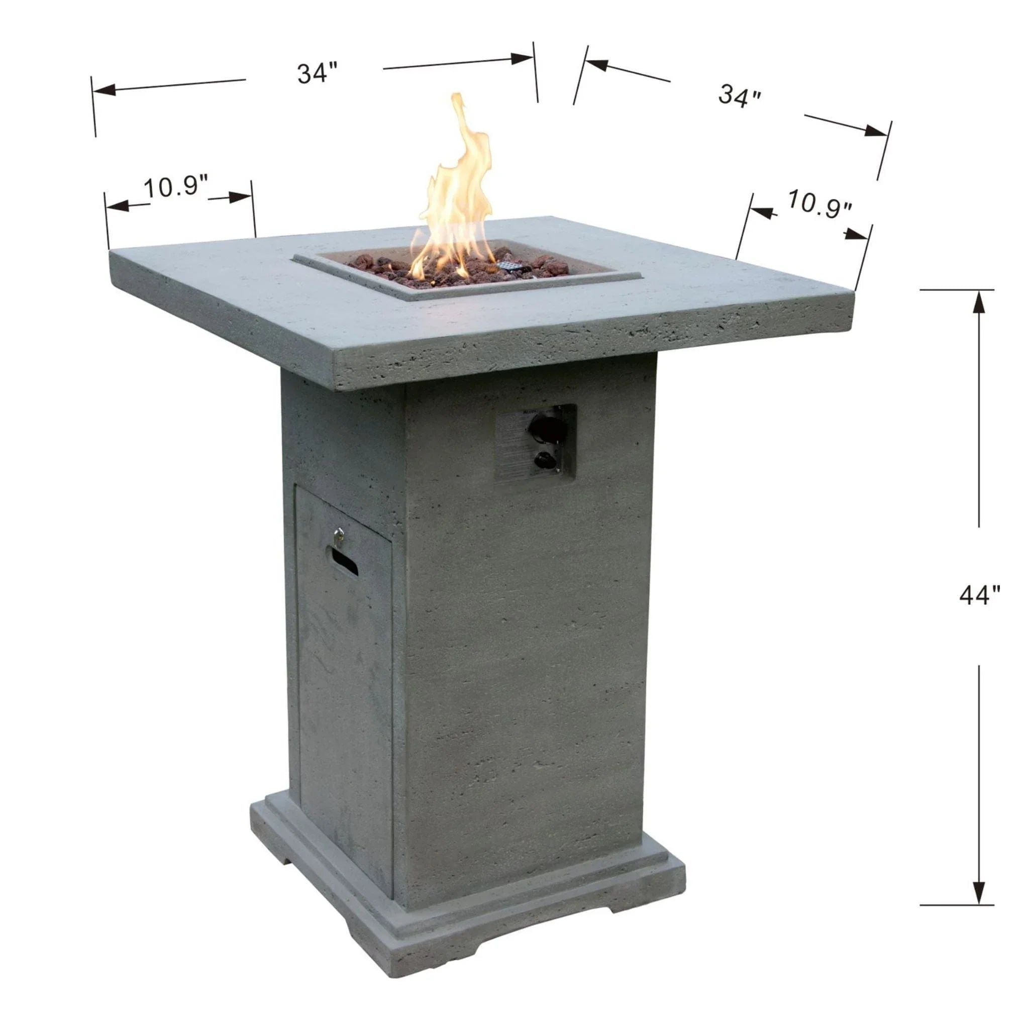 Elementi Montreal Square Concrete Liquid Propane Fire Pit OFG221 - Green Vista Living