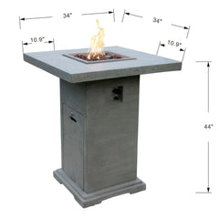 Elementi Montreal Square Concrete Liquid Propane Fire Pit OFG221 - Green Vista Living