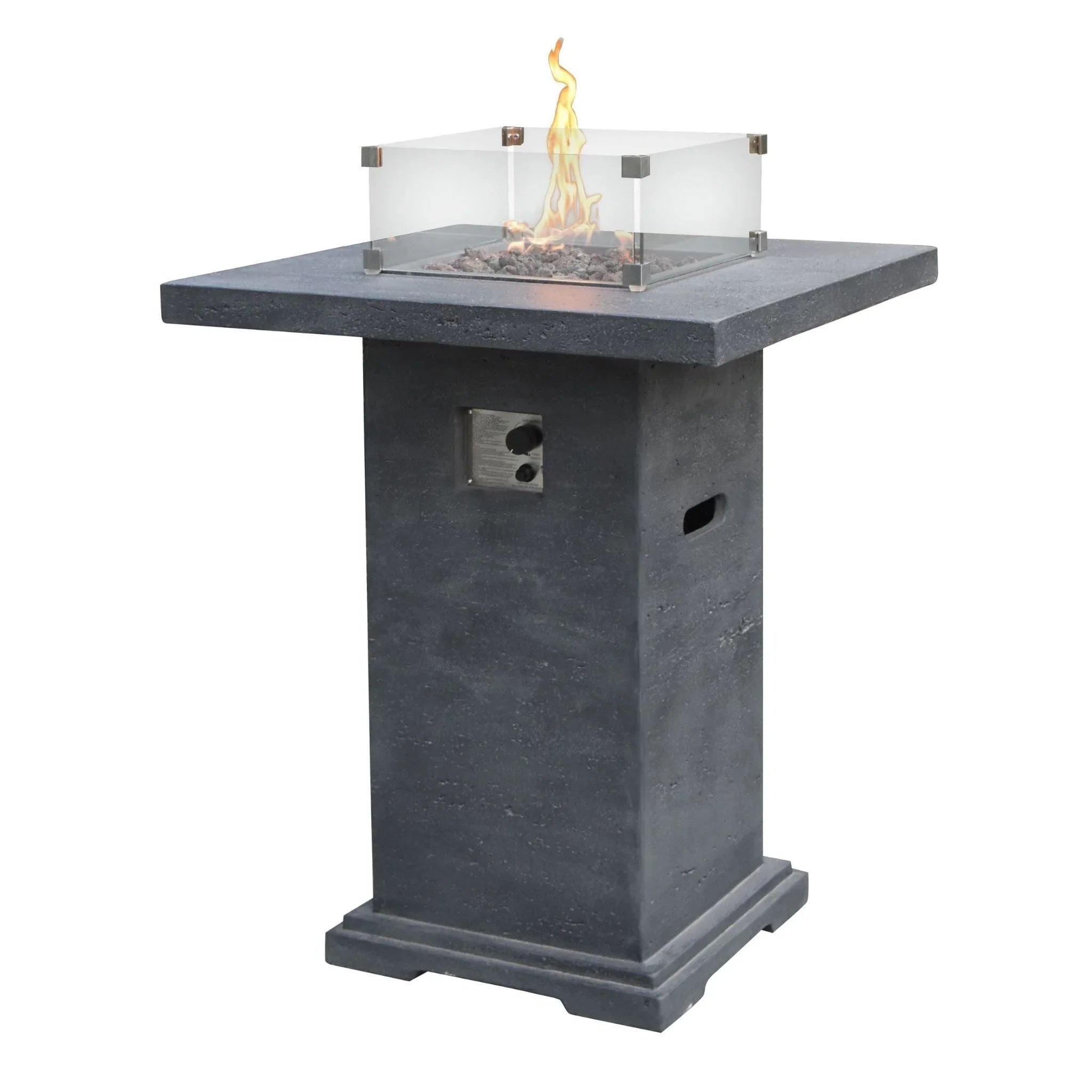 Elementi Montreal Square Concrete Liquid Propane Fire Pit OFG221 - Green Vista Living