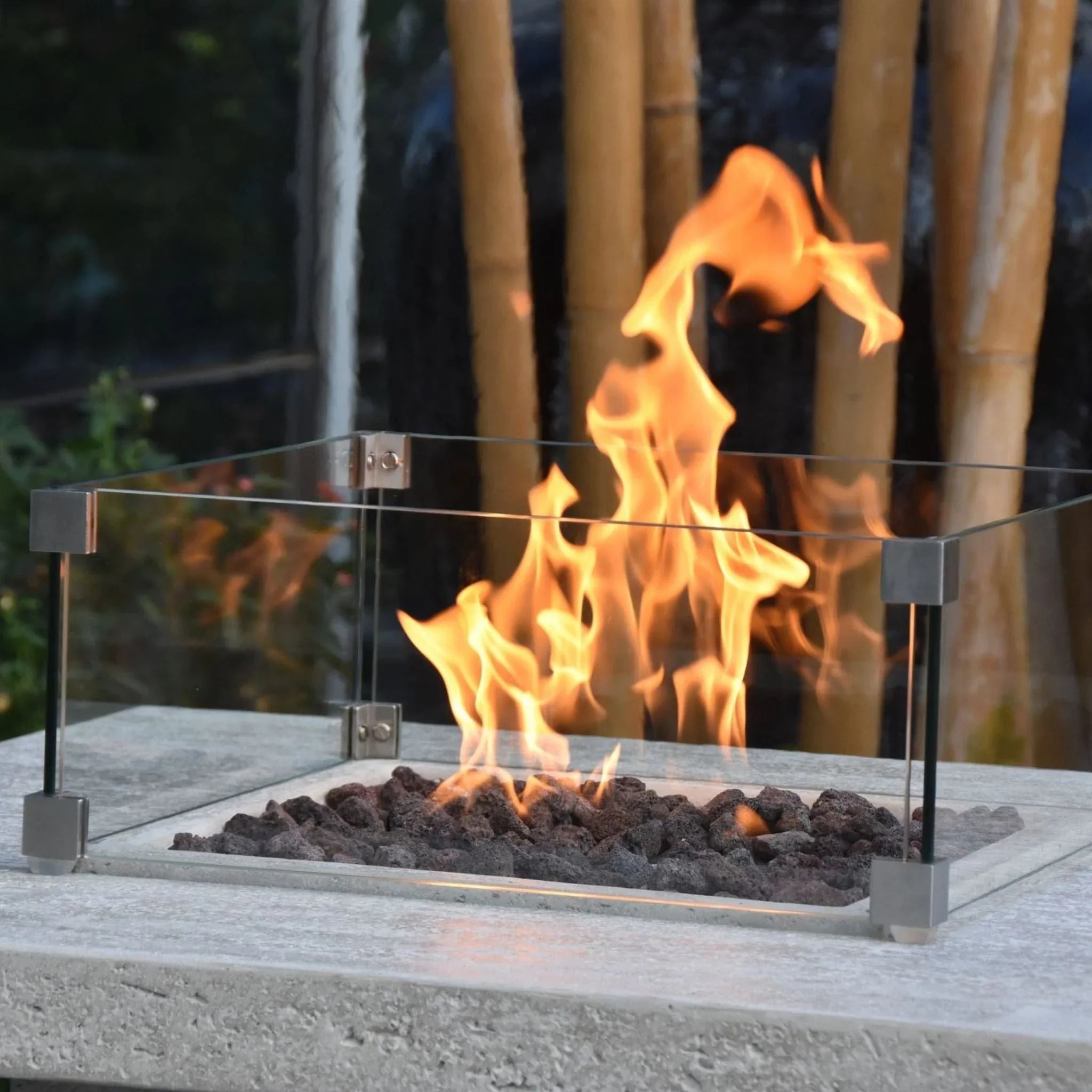 Elementi Montreal Square Concrete Liquid Propane Fire Pit OFG221 - Green Vista Living
