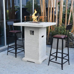 Elementi Montreal Square Concrete Liquid Propane Fire Pit OFG221 - Green Vista Living