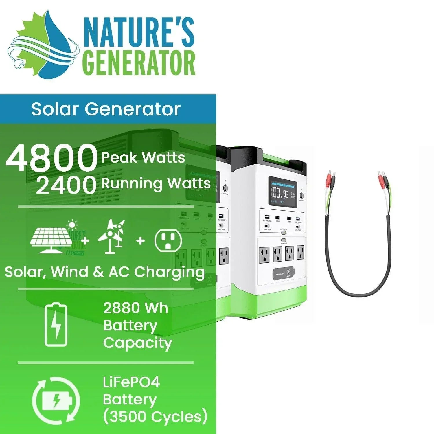 Nature's Generator Lithium 1800 Combo - Green Vista Living