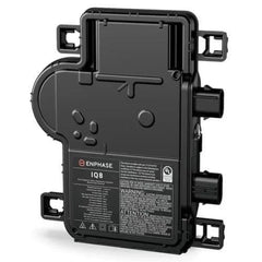 Enphase IQ8 microinverter black rectangular solar inverter with connectors and label