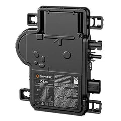 Enphase IQ8AC black solar microinverter with label and mounting brackets