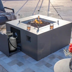 Elementi Rocky Fire Table With Propane Tank Drawer OFG310 - Green Vista Living