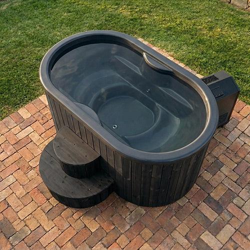 SaunaLife 2-Person Black Thermo-Pine Cold/Hot Plunge Tub w/ Water Chiller/Heater | Model S2B - Green Vista Living
