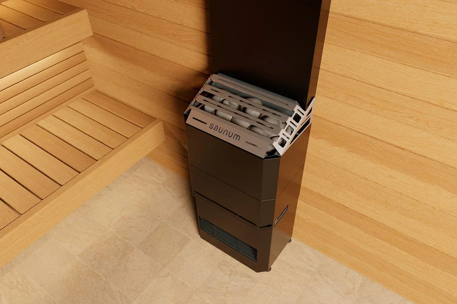 Saunum Air 5 Sauna Heater Air Series, 4.8kW Sauna Heater w/Climate Equalizer, Stainless - Green Vista Living