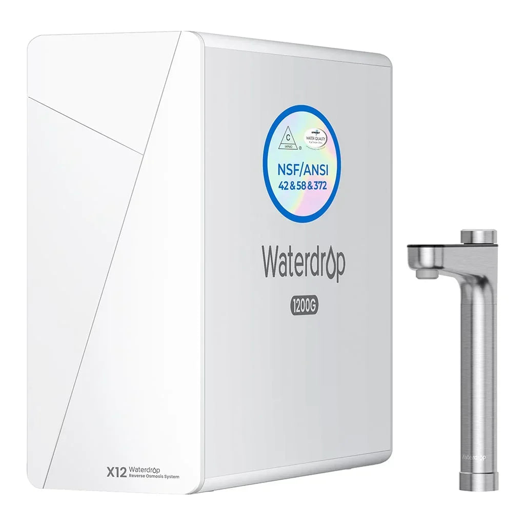 Waterdrop X12 NSF certified white reverse osmosis system with stainless faucet