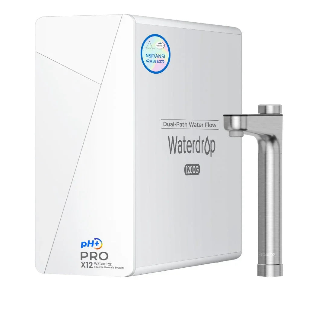 Waterdrop X12 PRO reverse osmosis water filter system with stainless steel faucet