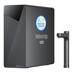 Waterdrop X16 NSF certified reverse osmosis water filtration system with black faucet