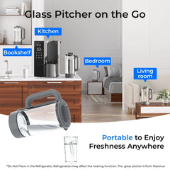 Maxblue glass pitcher portable water jug on kitchen counter, bookshelf, bedroom and living room