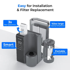 Waterdrop countertop water filter system with smart control, 152oz tank, and portable pitcher