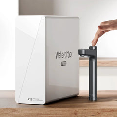 Waterdrop X12 under sink reverse osmosis water filter system with faucet on kitchen counter