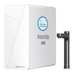 Waterdrop X12 reverse osmosis water filter system with sleek faucet, white unit, 1200G NSF certified