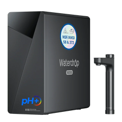 Waterdrop X16 reverse osmosis water filter system with black faucet and pH+ feature