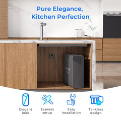 Waterdrop X16 under sink tankless water filter system in modern kitchen cabinet