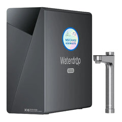 Waterdrop X16 reverse osmosis water filter system with sleek faucet, black design