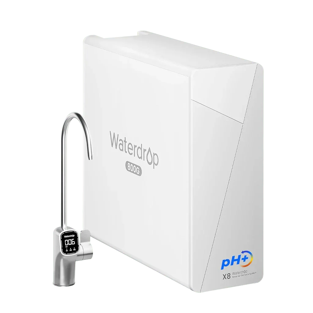 Waterdrop X8 alkaline reverse osmosis system with digital faucet, white unit