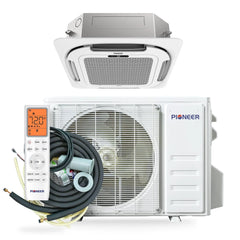 Pioneer® Quantum Ultra™ 9,500 BTU 23 SEER2 230V 8-Way Ceiling Cassette Ductless Mini-Split Air Conditioner Inverter Heat Pump Full Set - Green Vista Living