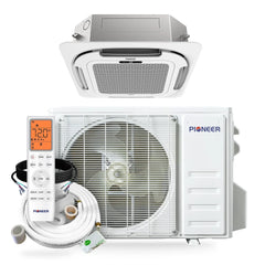 Pioneer® Quantum Ultra™ 9,500 BTU 23 SEER2 230V 8-Way Ceiling Cassette Ductless Mini-Split Air Conditioner Inverter Heat Pump Full Set - Green Vista Living