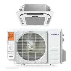 Pioneer® Quantum Ultra™ 9,500 BTU 23 SEER2 230V 8-Way Ceiling Cassette Ductless Mini-Split Air Conditioner Inverter Heat Pump Full Set - Green Vista Living