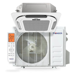 Pioneer® Quantum Ultra™ 23,000 BTU 22.5 SEER2 230V 8-Way Ceiling Cassette Ductless Mini-Split Air Conditioner Inverter Heat Pump Full Set - Green Vista Living