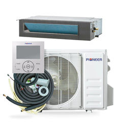 Pioneer® Quantum Ultra™ 9,500 BTU 19.6 SEER2 230V Ceiling Concealed Ducted Mini-Split Air Conditioner Inverter Heat Pump Full Set - Green Vista Living