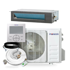 Pioneer® Quantum Ultra™ 9,500 BTU 19.6 SEER2 230V Ceiling Concealed Ducted Mini-Split Air Conditioner Inverter Heat Pump Full Set - Green Vista Living
