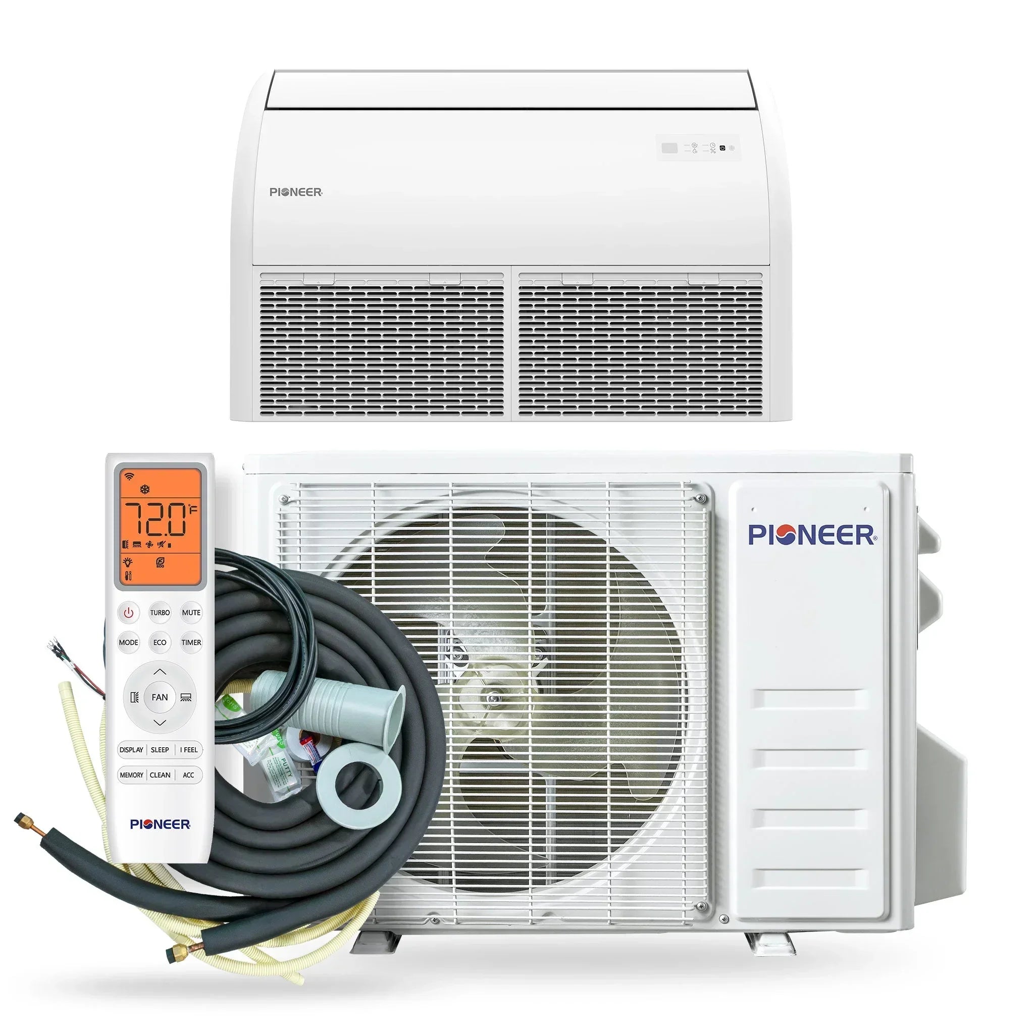 Pioneer® Quantum Ultra™ 18,000 BTU 20.5 SEER2 230V Floor/Ceiling/Low-Wall Ductless Mini-Split Air Conditioner Inverter Heat Pump Full Set - Green Vista Living