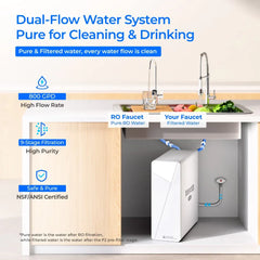 Waterdrop X8 Pro under sink reverse osmosis system with dual-flow faucet for purified and filtered water
