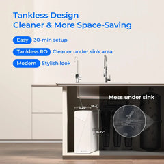 Waterdrop WD-X8 Pro tankless RO system under kitchen sink, clean and space-saving design